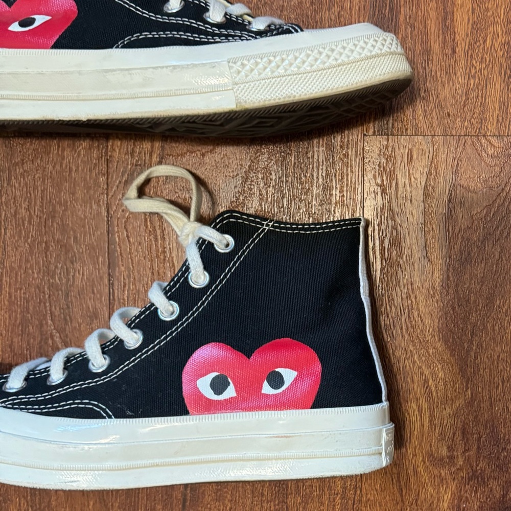 Converse x Comme des Garçons Heart High Top Sneakers Black Red Women’s 8 - Picture 2 of 8